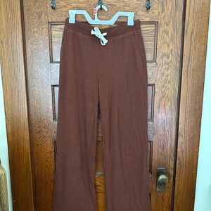 Brown/Maroon Wide-Leg Pants with Drawstring